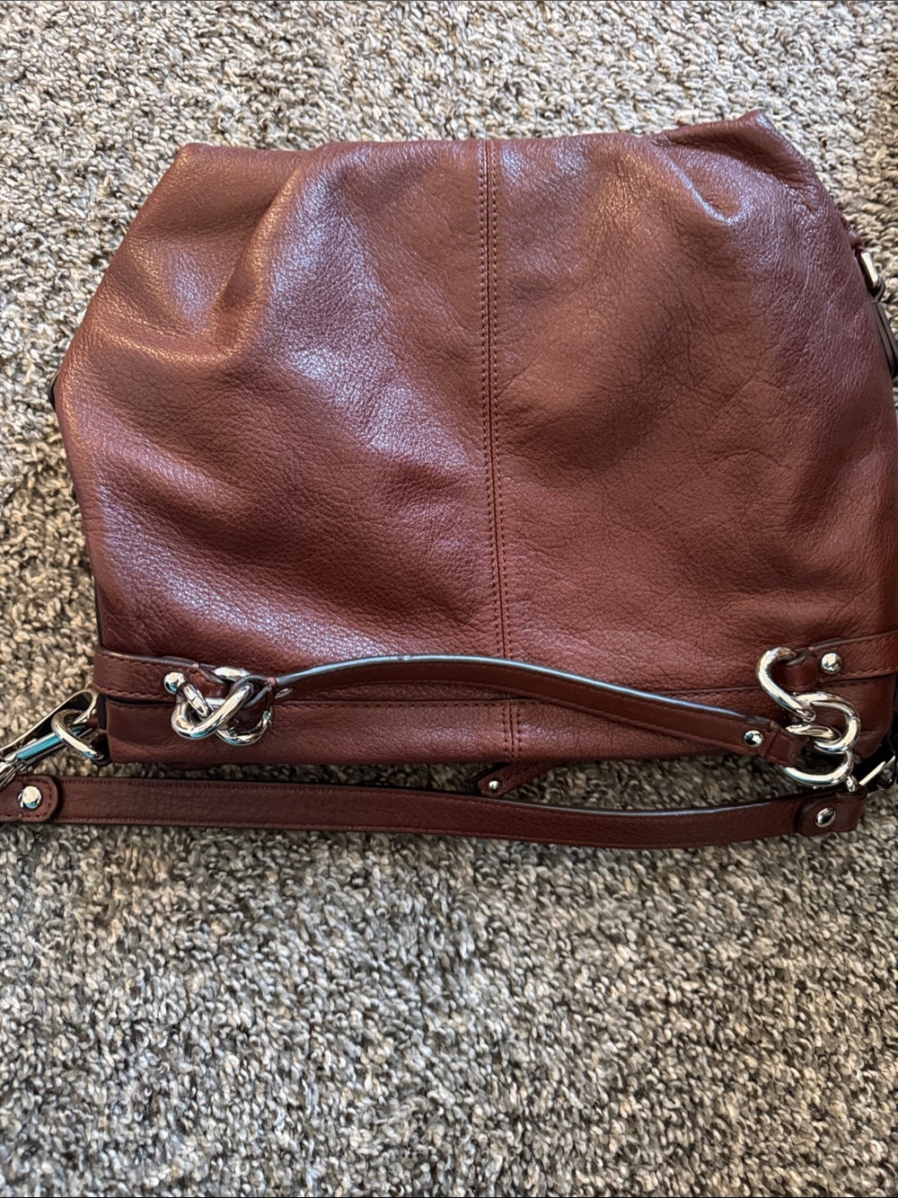 Coach Brown Leather Shoulder Bag with Silver Hardware